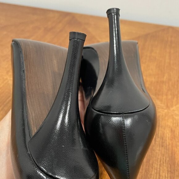 Stuart Weitzman Rita Pump 8M Black Leather High Heels Peep Toes Knot Shoes - Picture 13 of 14